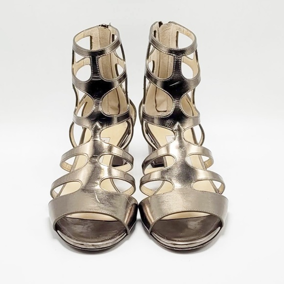 Jimmy Choo Gold Gladiator Block Heeled Sandals - Picture 4 of 13